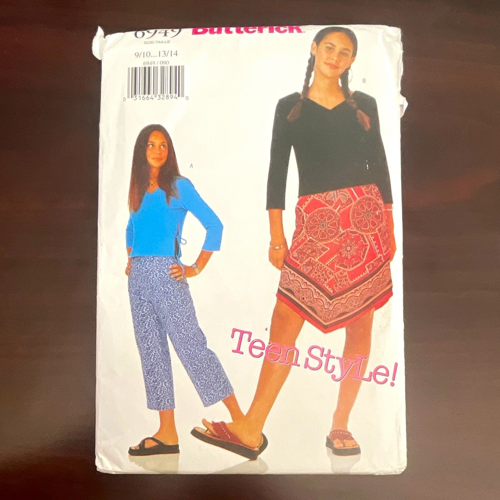 Butterick 6949 Easy Sewing Pattern Teen Girls Top Skirt Pants Sz 9/10-13/14